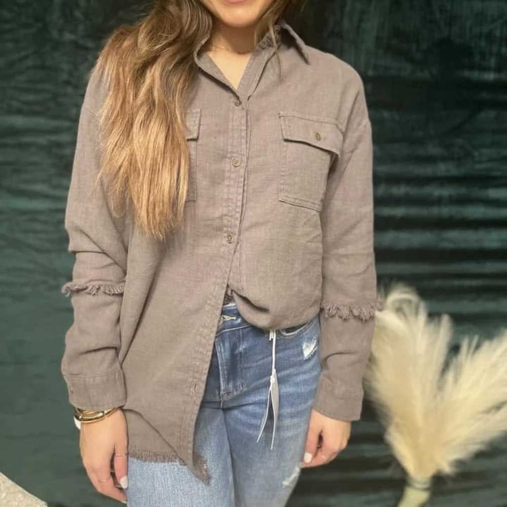 New Casual Gray Button-Up Shirt